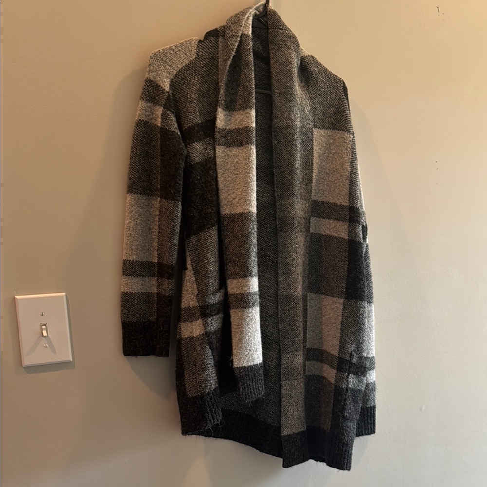 Plaid Open Front Cardigan